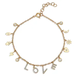 Diamond Love Mini Charm Bracelet