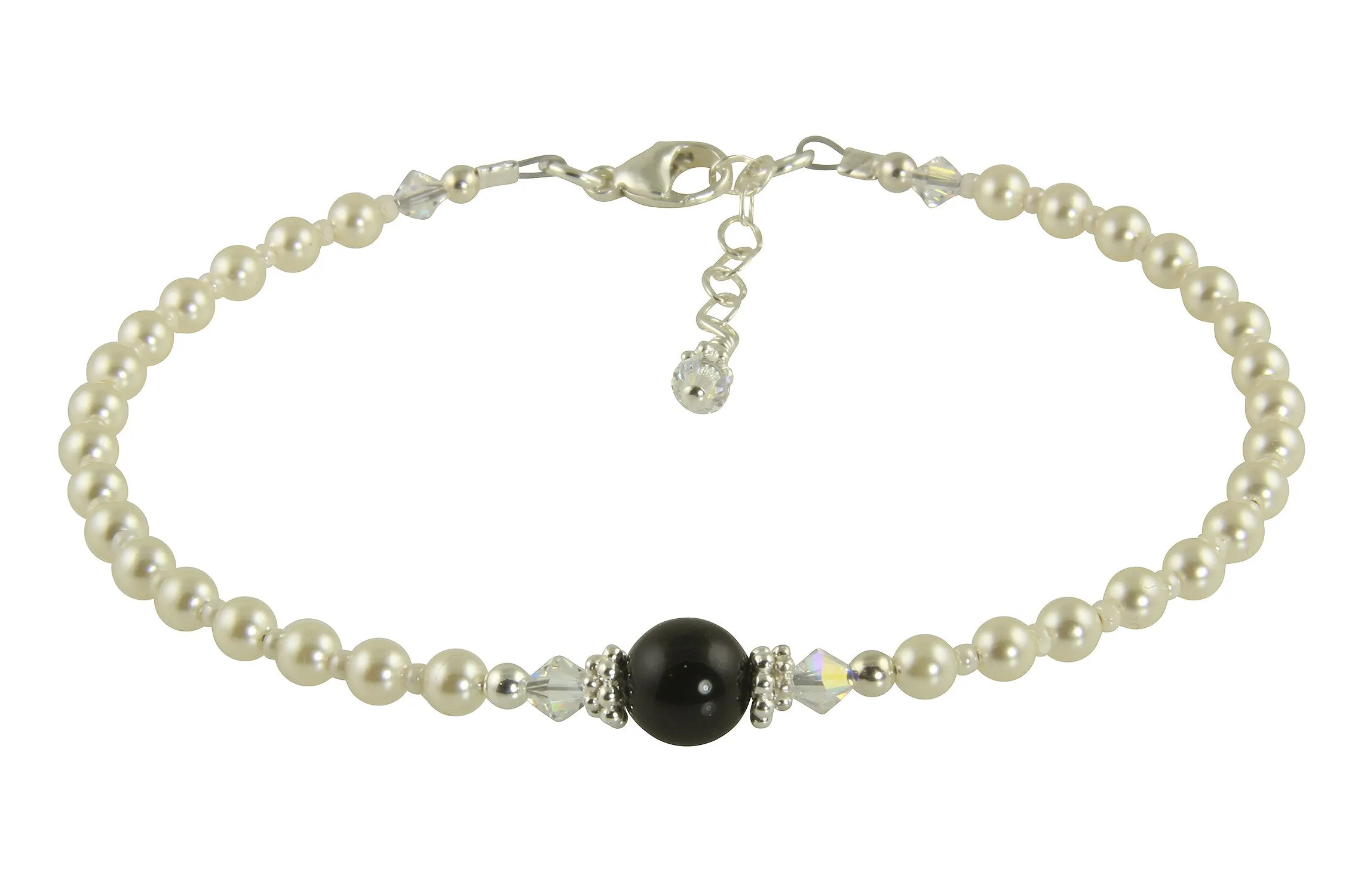 Elegant Black Pearl Beaded Anklet