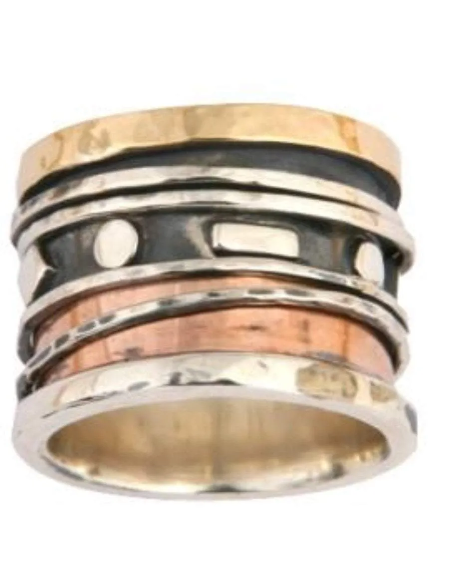 Elegant Spinner Ring Meditation ring Sterling silver 9K yellow rose gold.