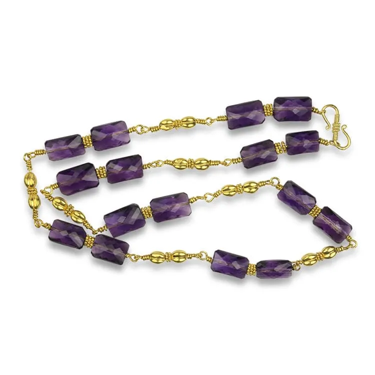 Estate 22K Yellow Gold Amethyst Bead Necklace