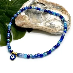 Evil Eye Seed Bead Anklet - Colour Choice