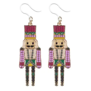 Exaggerated Jeweled Nutcracker Dangles Hypoallergenic Earrings for Sensitive Ears Made with Plastic Posts