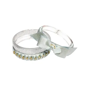 Fancy Silver Fabric Bangles Set