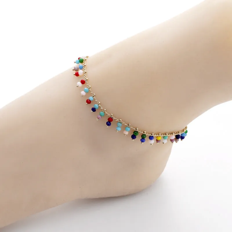 Fashion Color Handmade Rice Bead Anklet