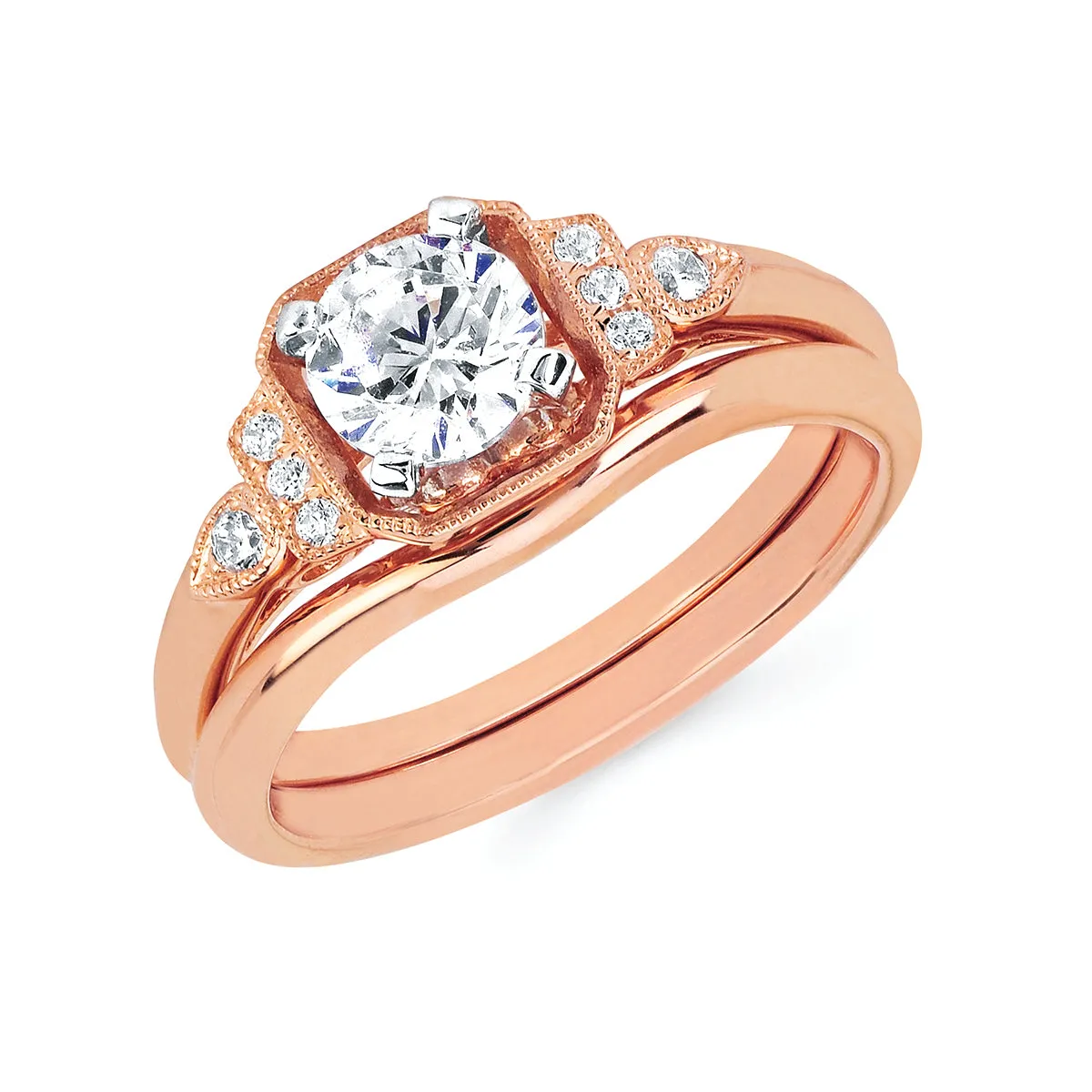 Forever Elegant&trade; .08 Ctw. Diamond Semi Mount shown with 3/4 Ct. Round Center Diamond in 14K Gold