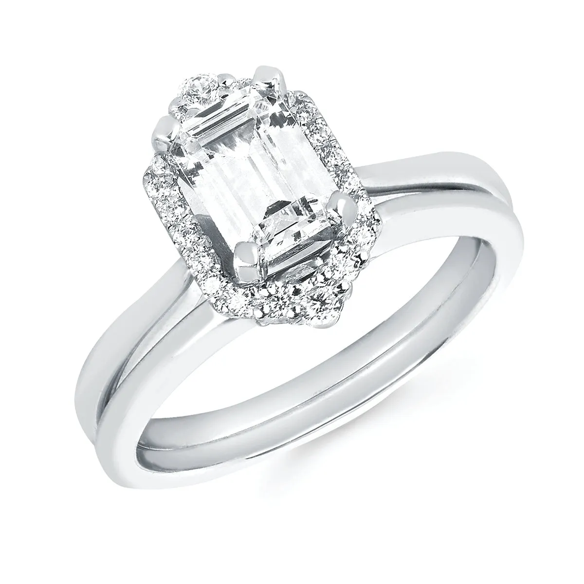 Forever Elegant&trade; 1/6 Ctw. Diamond Semi Mount shown with 1 Ct. Emerald Cut Center Diamond in 14K Gold