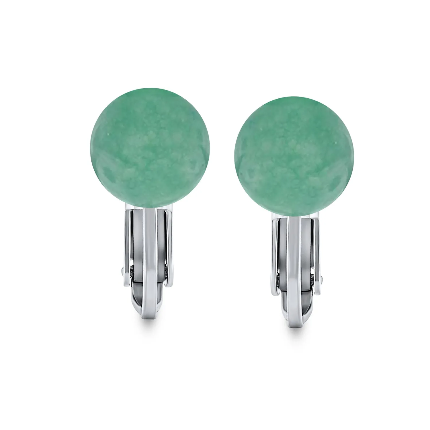 Gemstone Ball Clip On Earrings .925 Sterling Silver