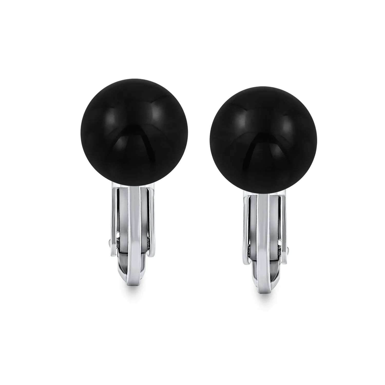 Gemstone Ball Clip On Earrings .925 Sterling Silver