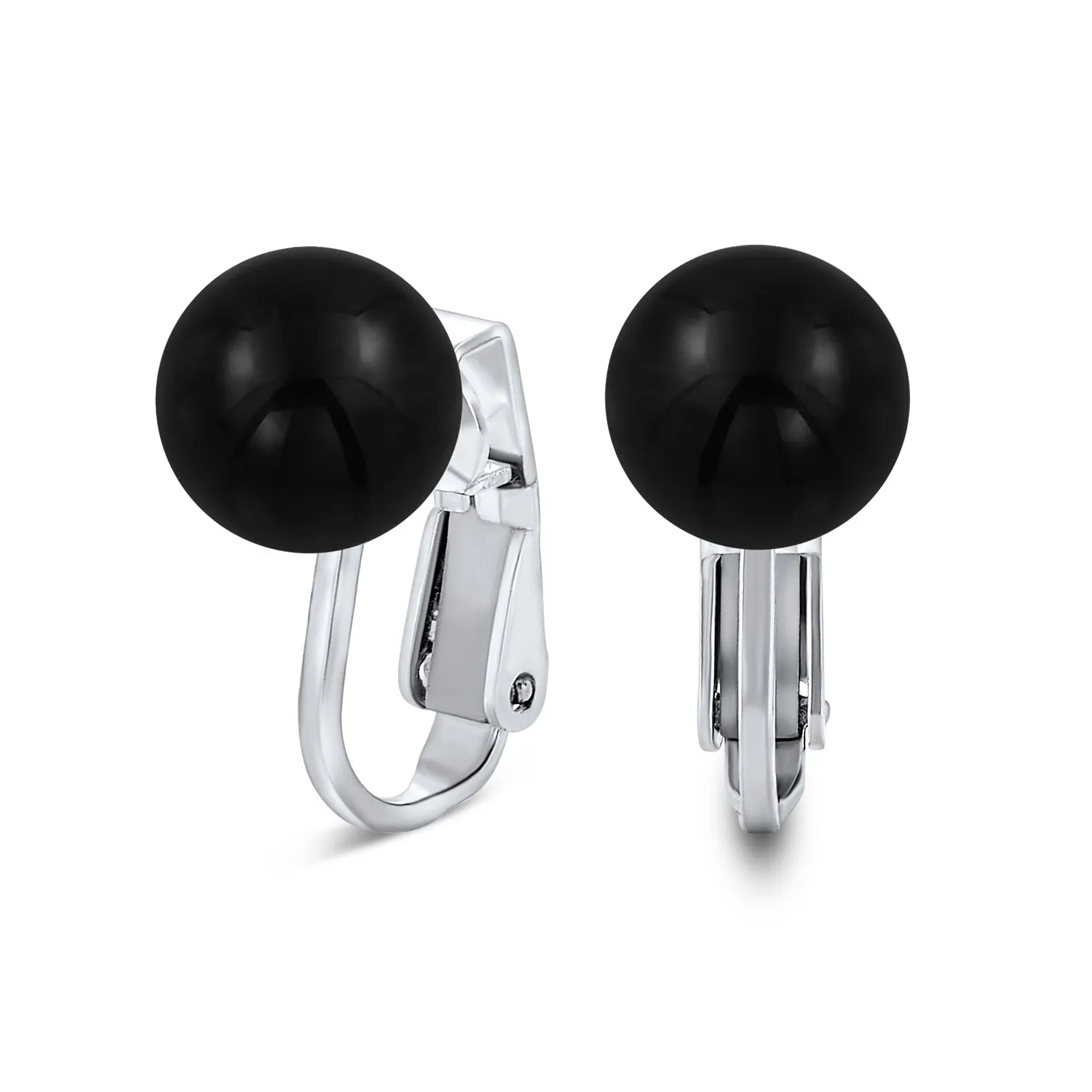 Gemstone Ball Clip On Earrings .925 Sterling Silver