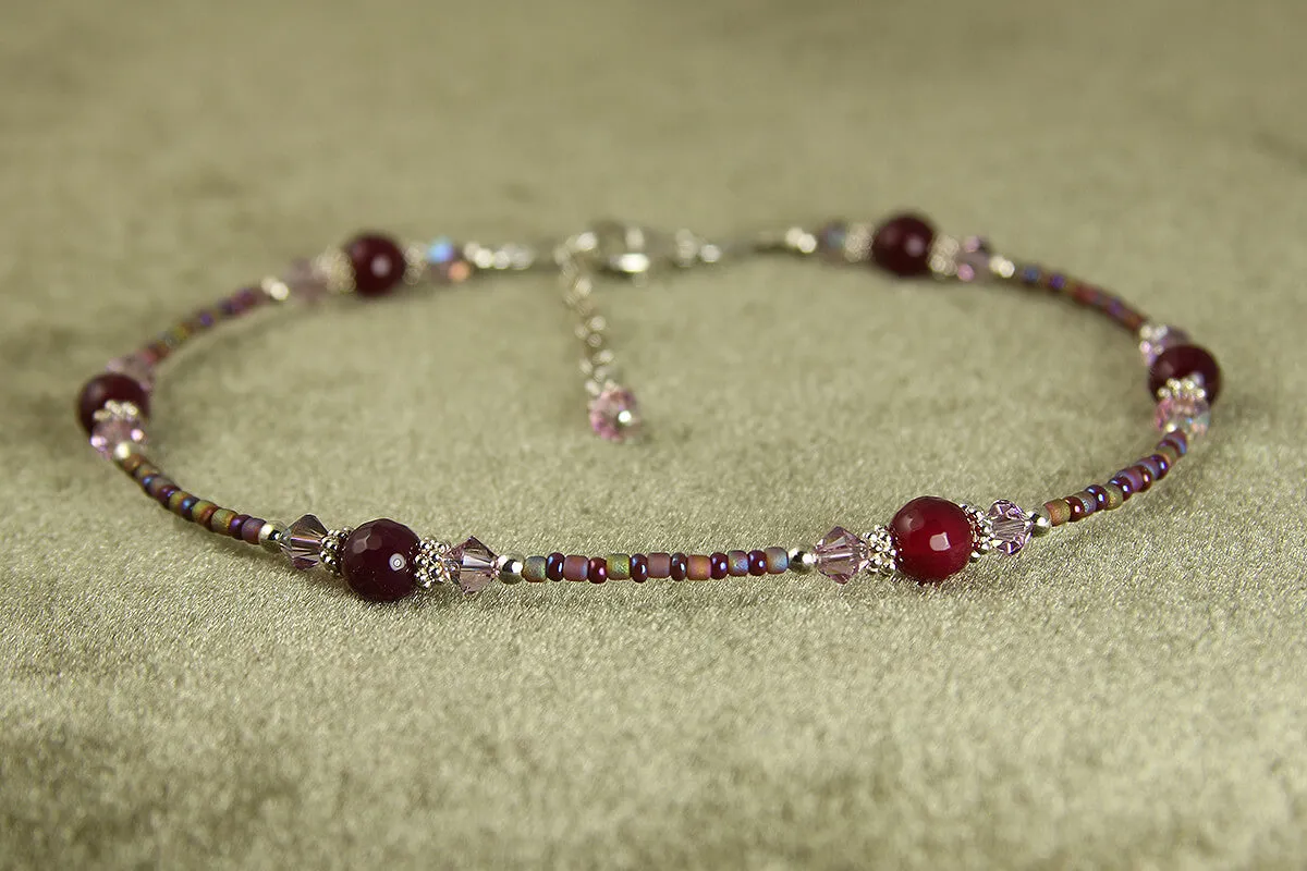 Glamour Red Agate Beaded Anklet