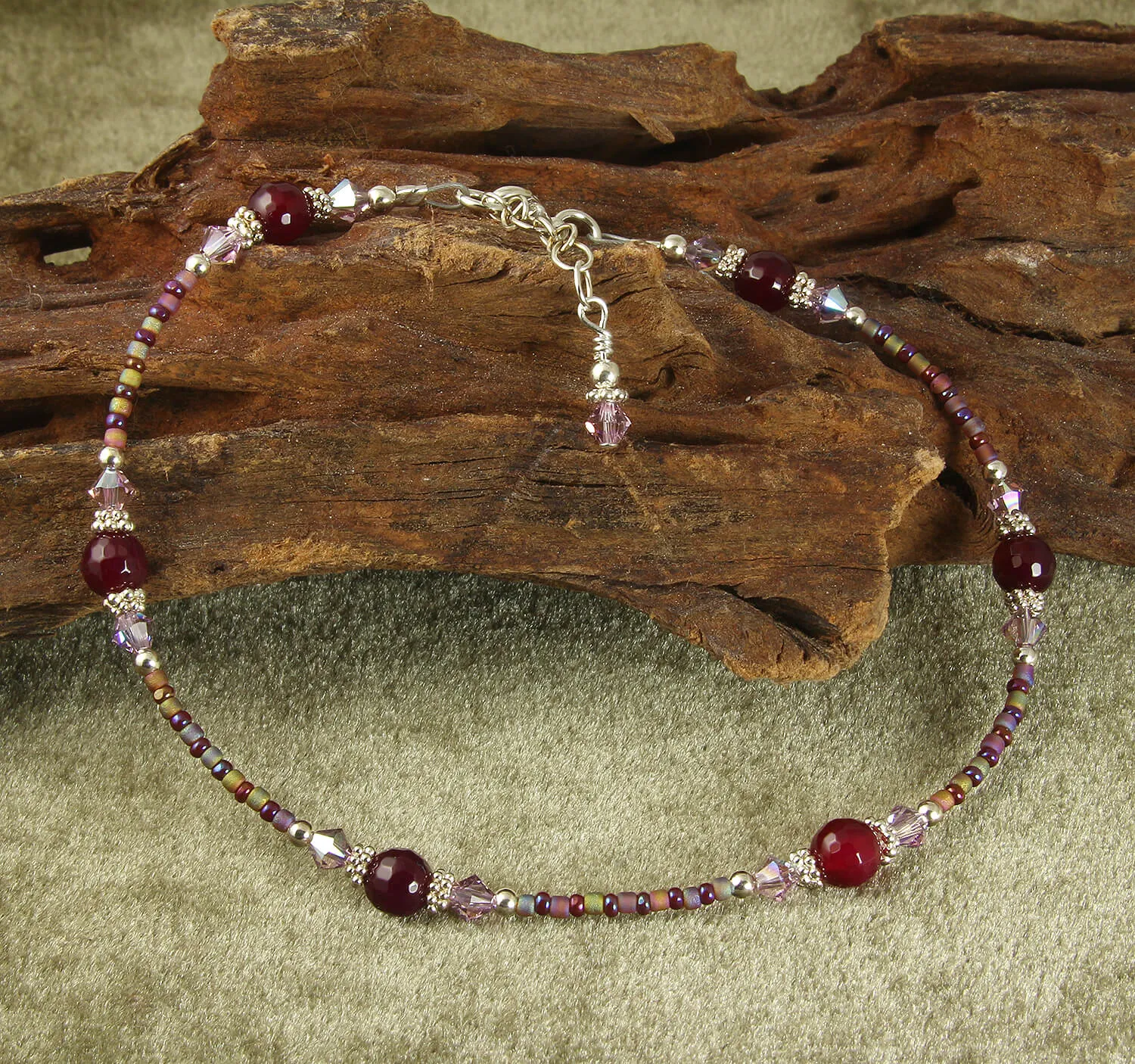 Glamour Red Agate Beaded Anklet