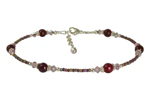 Glamour Red Agate Beaded Anklet