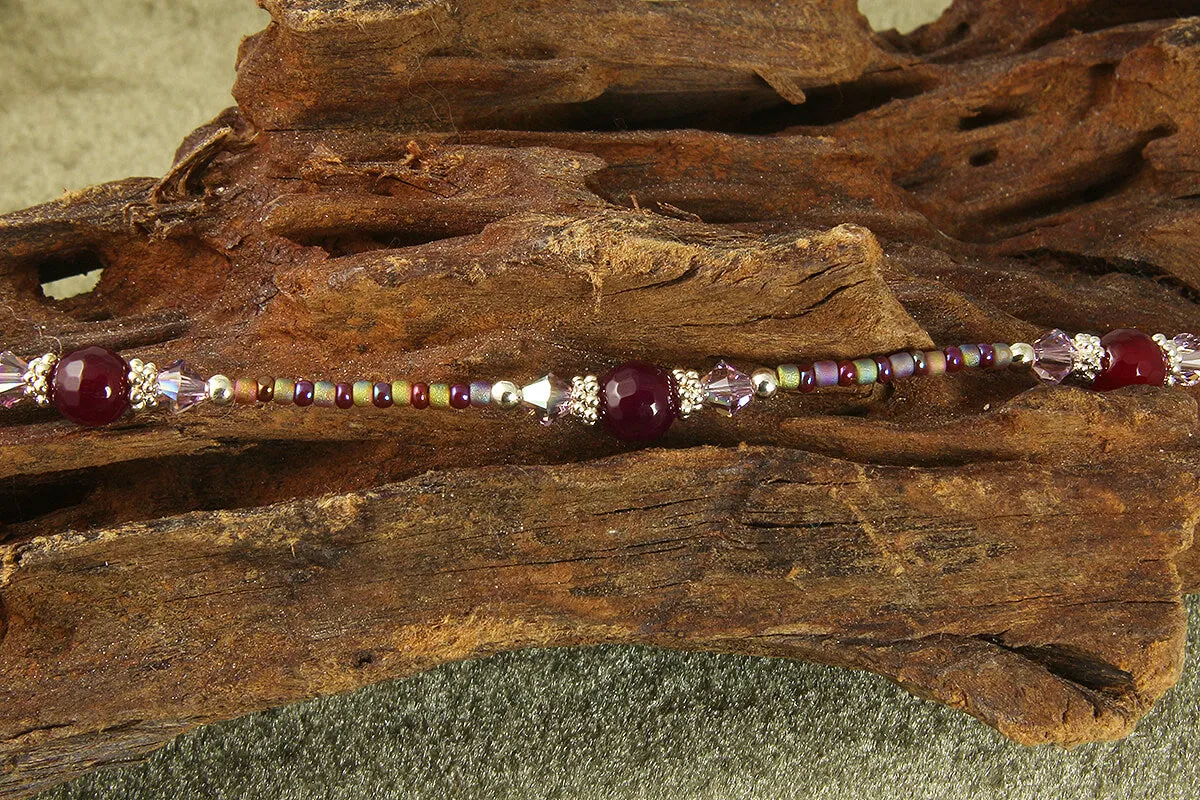 Glamour Red Agate Beaded Anklet