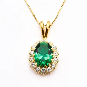 Gold Emerald Pendant - Antique Emerald Necklace, Victorian Gold Pendant