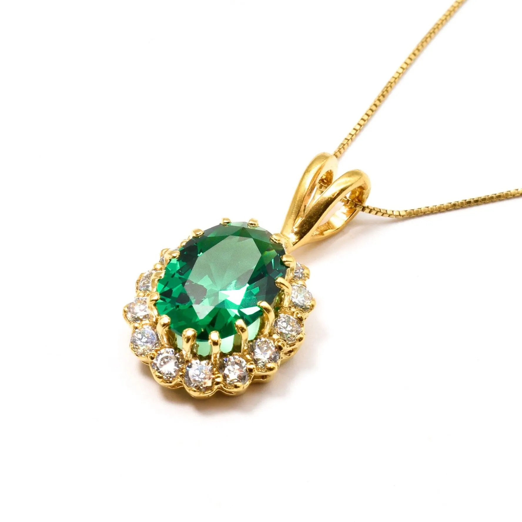 Gold Emerald Pendant - Antique Emerald Necklace, Victorian Gold Pendant