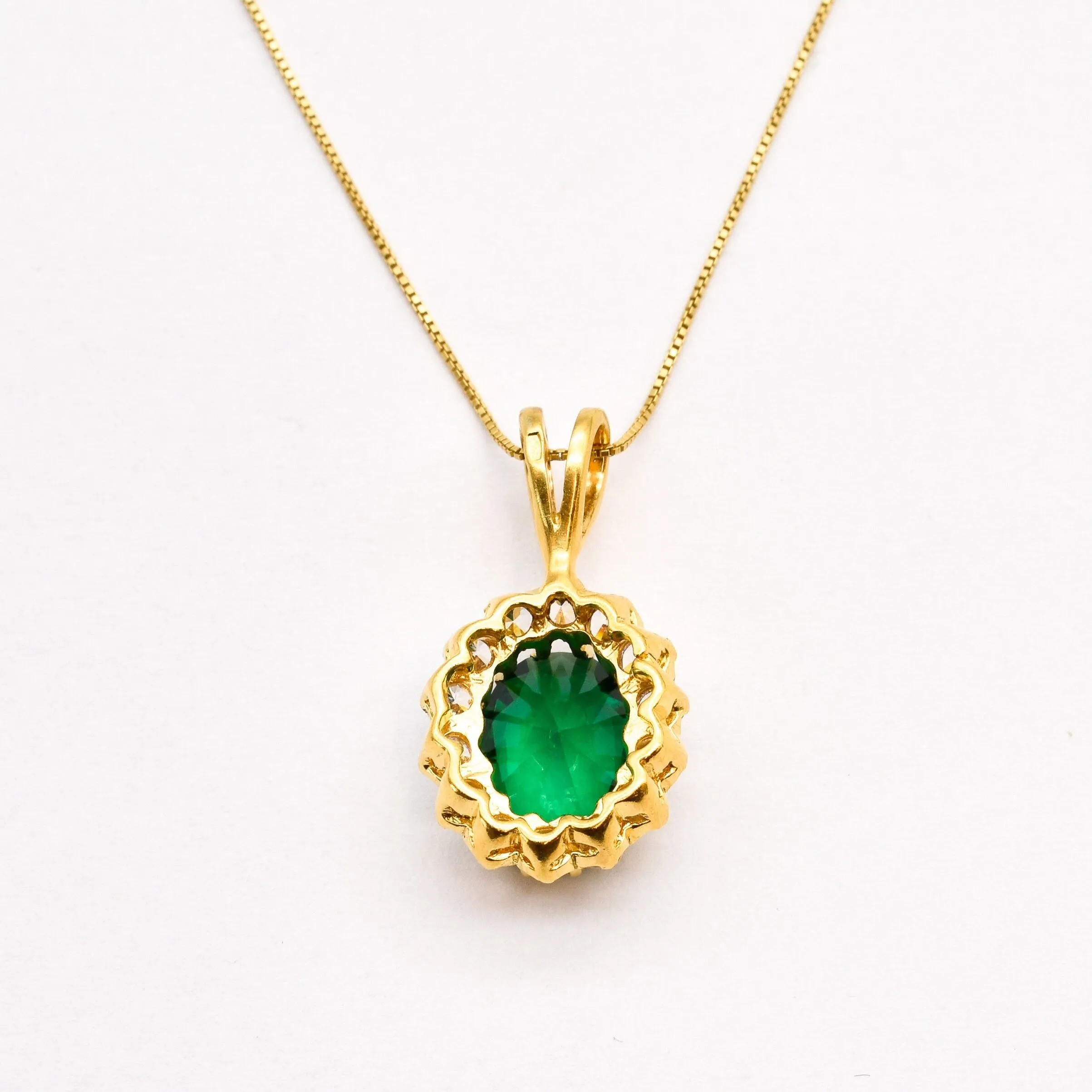 Gold Emerald Pendant - Antique Emerald Necklace, Victorian Gold Pendant