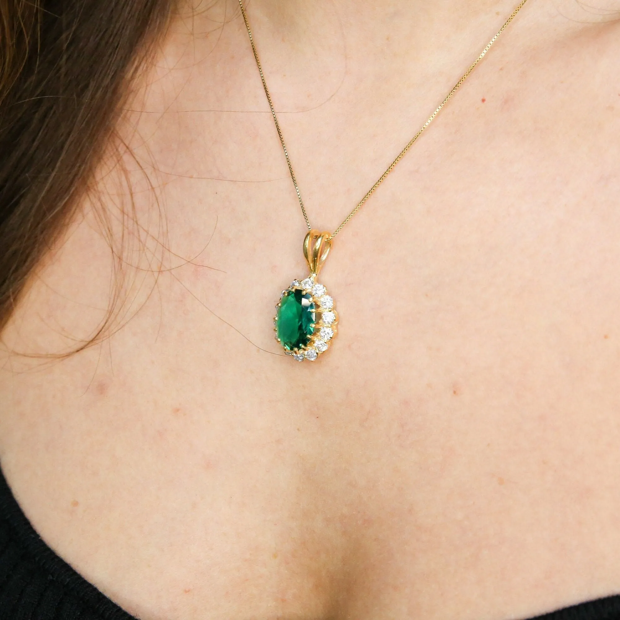 Gold Emerald Pendant - Antique Emerald Necklace, Victorian Gold Pendant