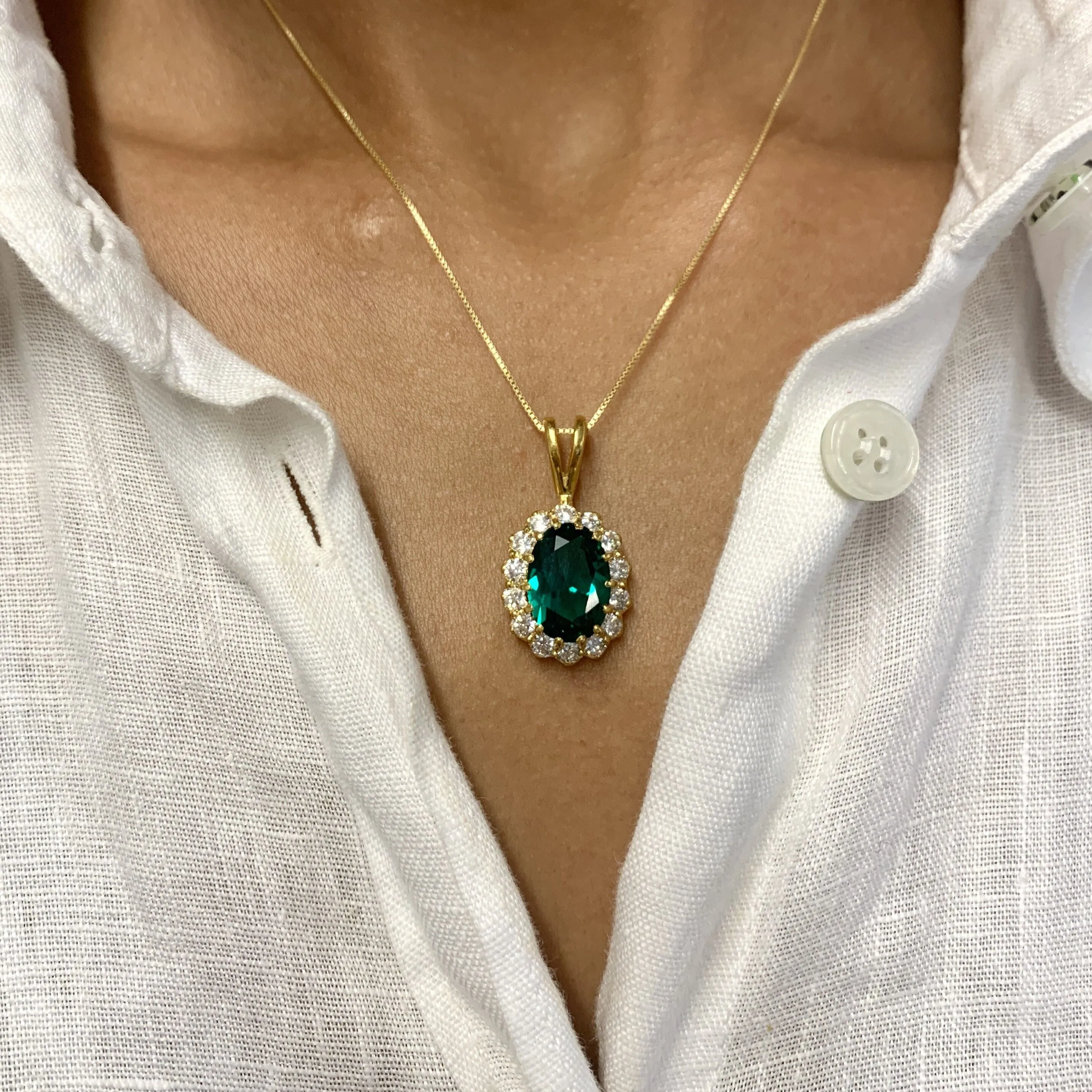 Gold Emerald Pendant - Antique Emerald Necklace, Victorian Gold Pendant