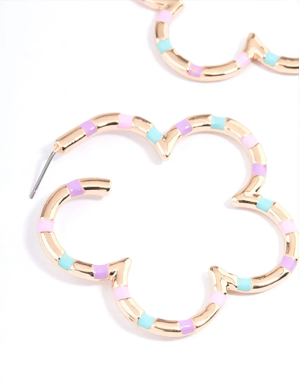 Gold Multi Flower Hoop Earrings