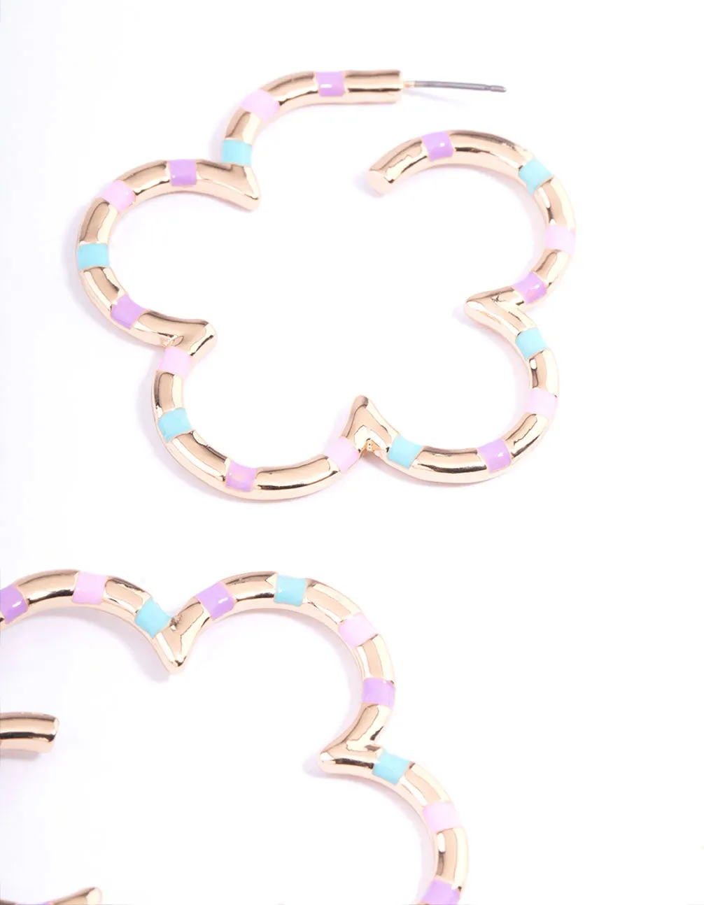 Gold Multi Flower Hoop Earrings