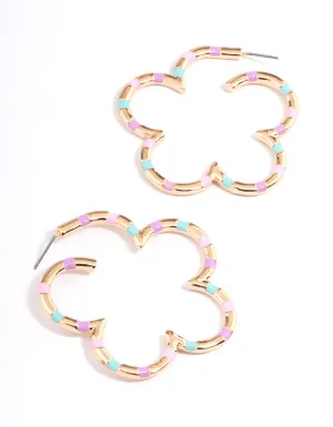 Gold Multi Flower Hoop Earrings