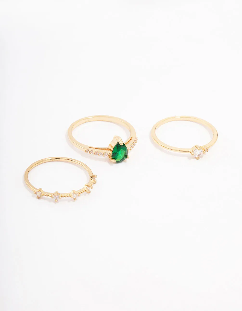 Gold Plated Elegant Pear Triple Stacking Ring