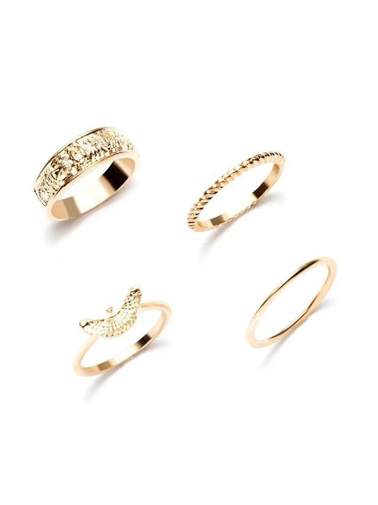 Gold Plated Embellished Ring Set