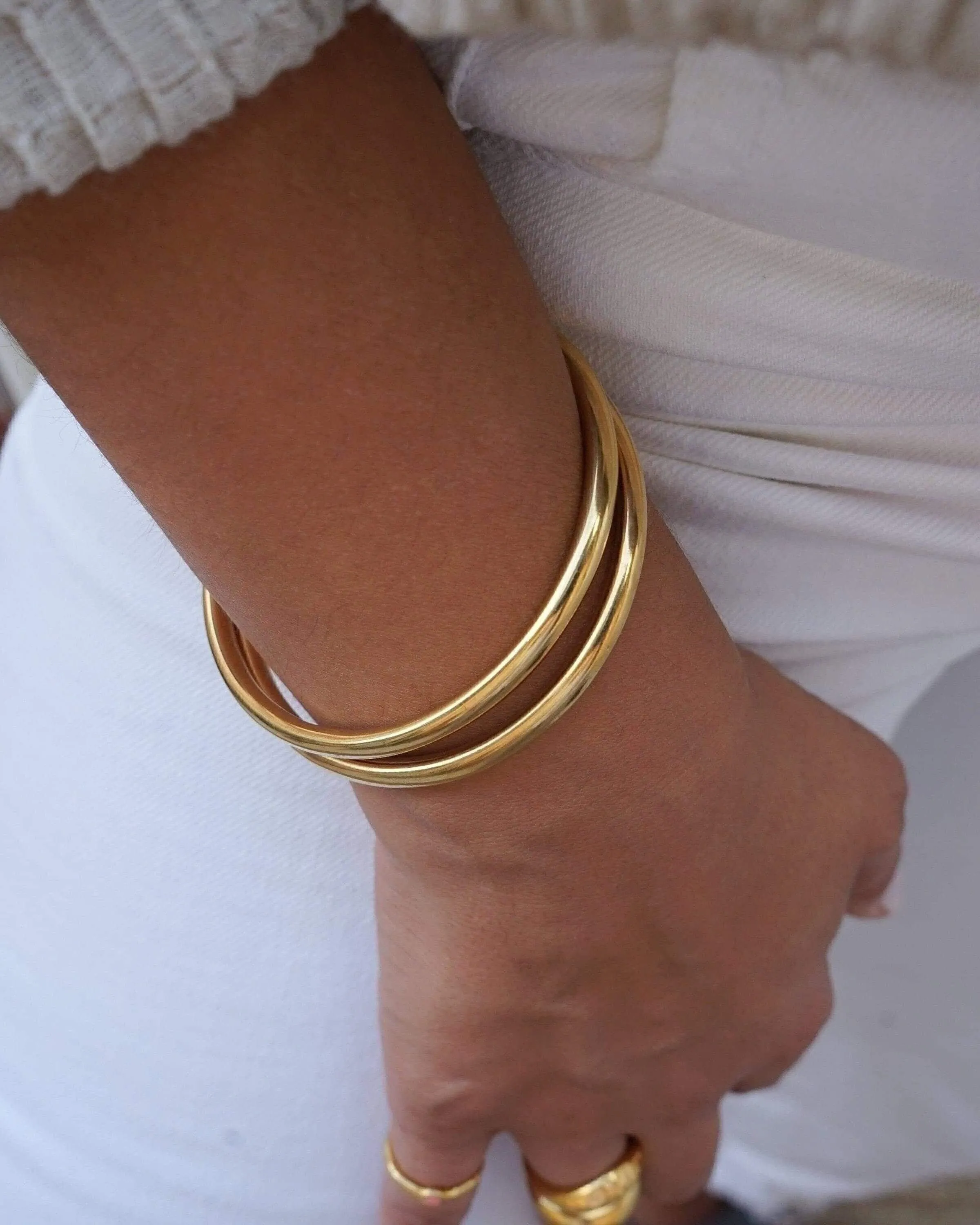 Gold Shiny Thick Round Bangle Cuff