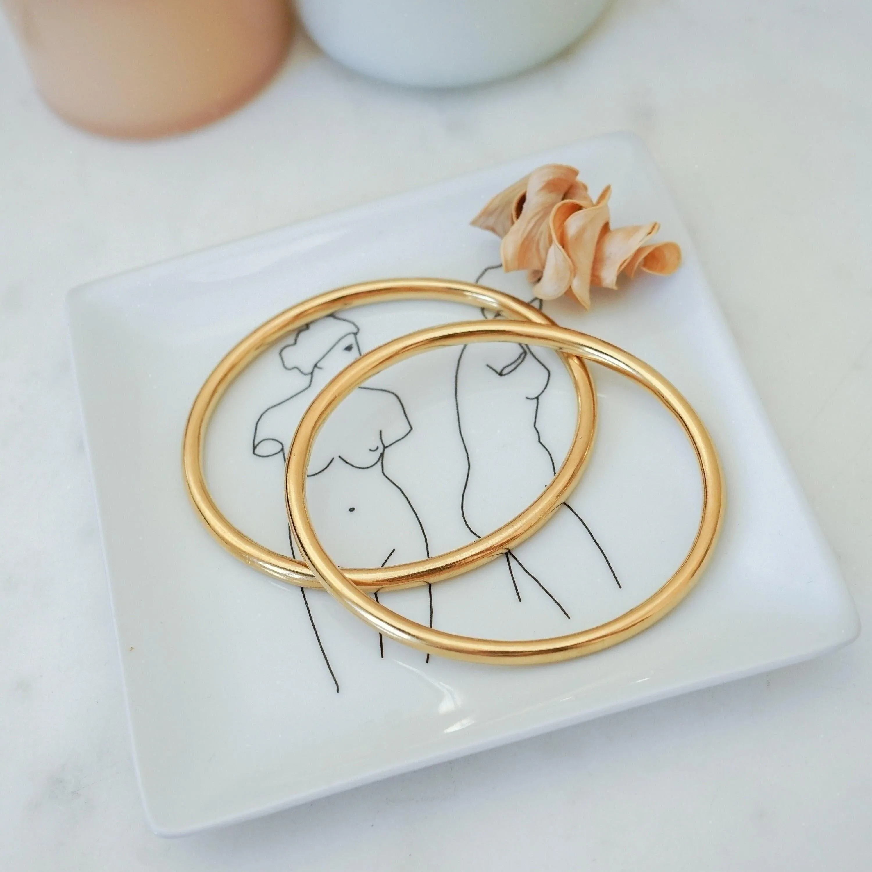 Gold Shiny Thick Round Bangle Cuff