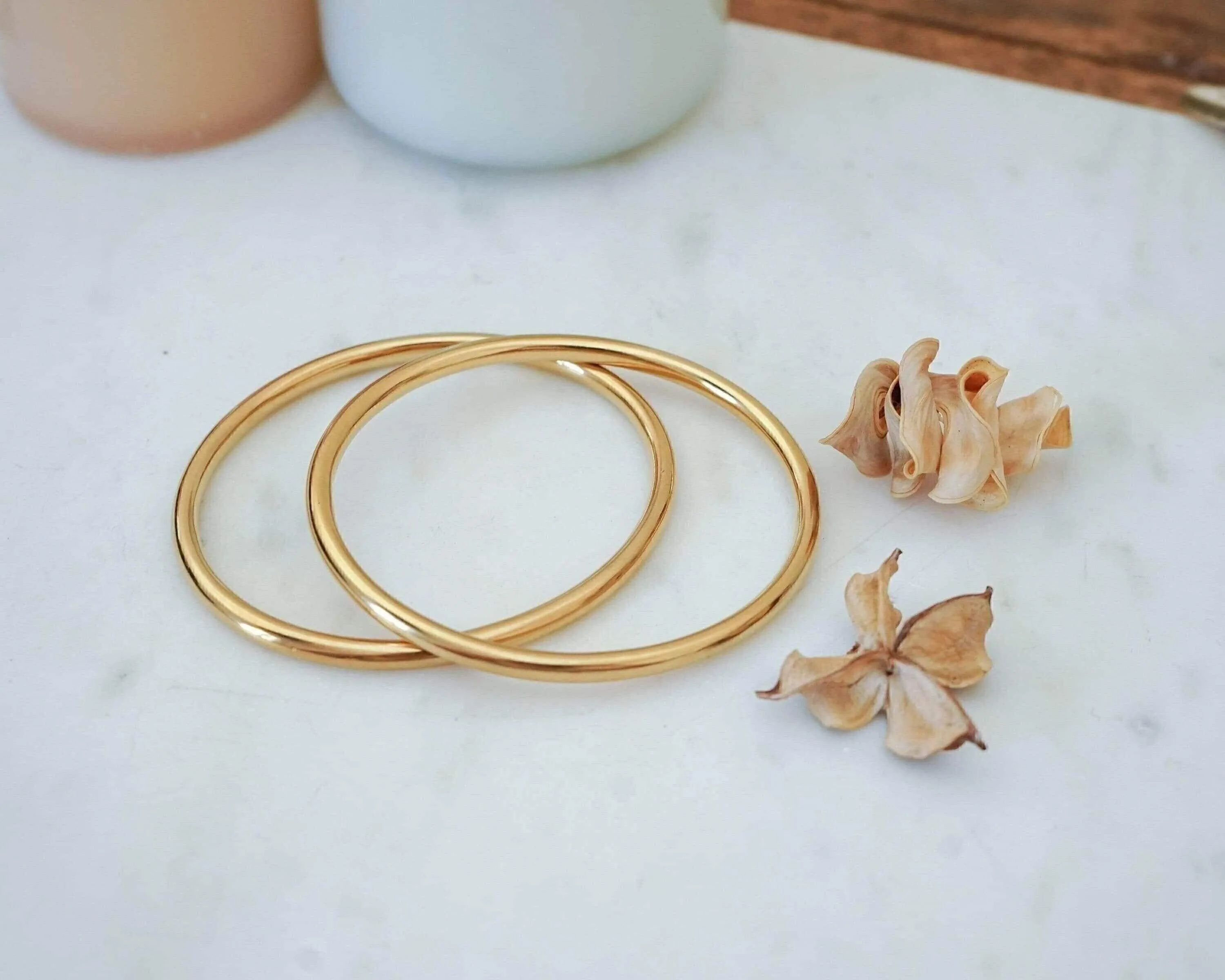 Gold Shiny Thick Round Bangle Cuff