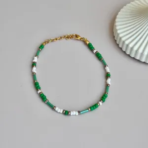 Green & White Anklet