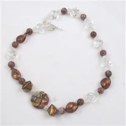 Handmade Artisan Bead Necklace Exotic Purple Murano Crystal