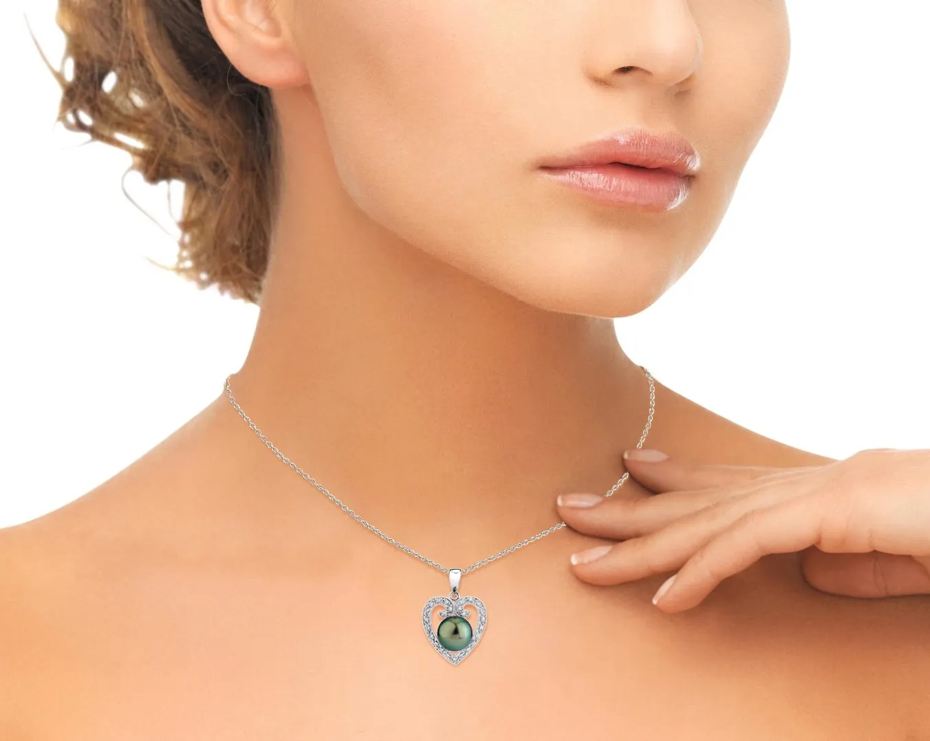 Heart Shaped Tahitian South Sea Pearl & Diamond Pendant