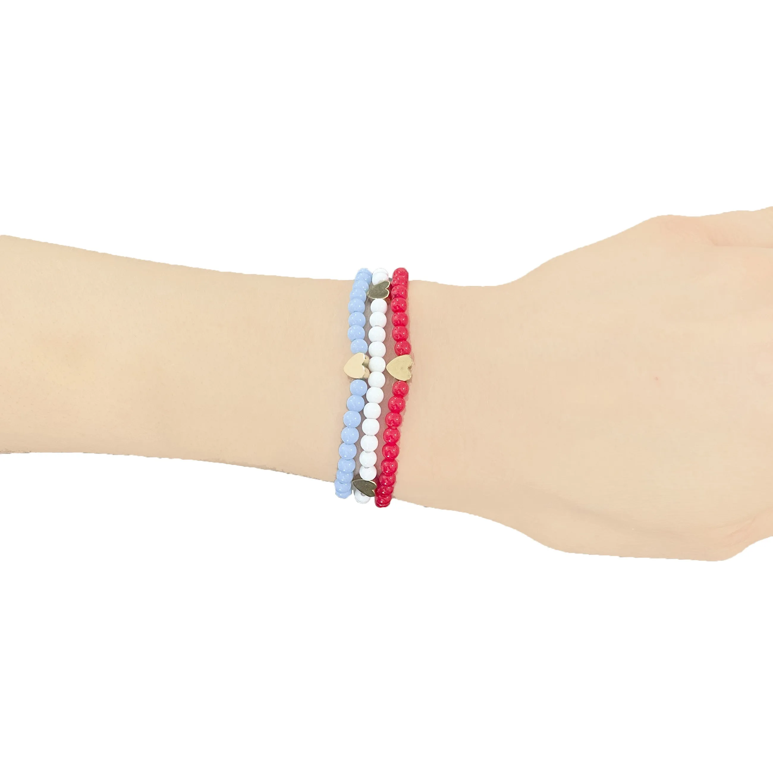 Hearts Bracelet Set In Red/white/blue (girls)