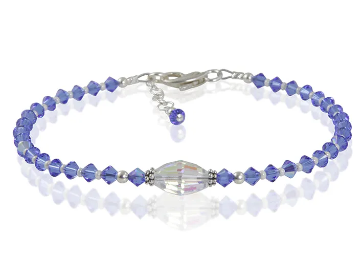 Icelyn - Something Blue Wedding Crystal Beaded Anklet