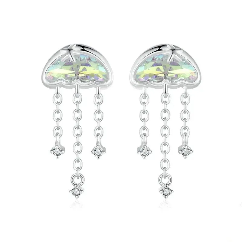 Iridescent Jellyfish Earrings Studs for Women Teen Girls