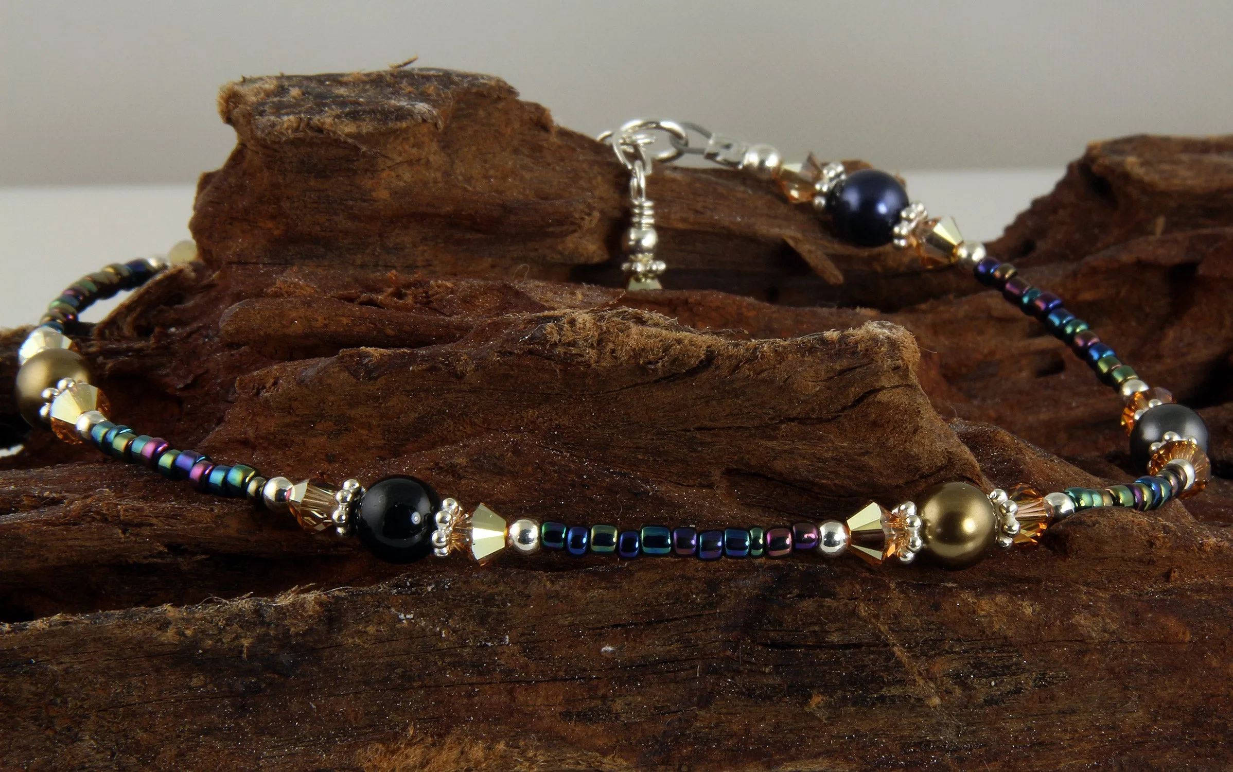 Jewel Topaz Pearl Beaded Anklet