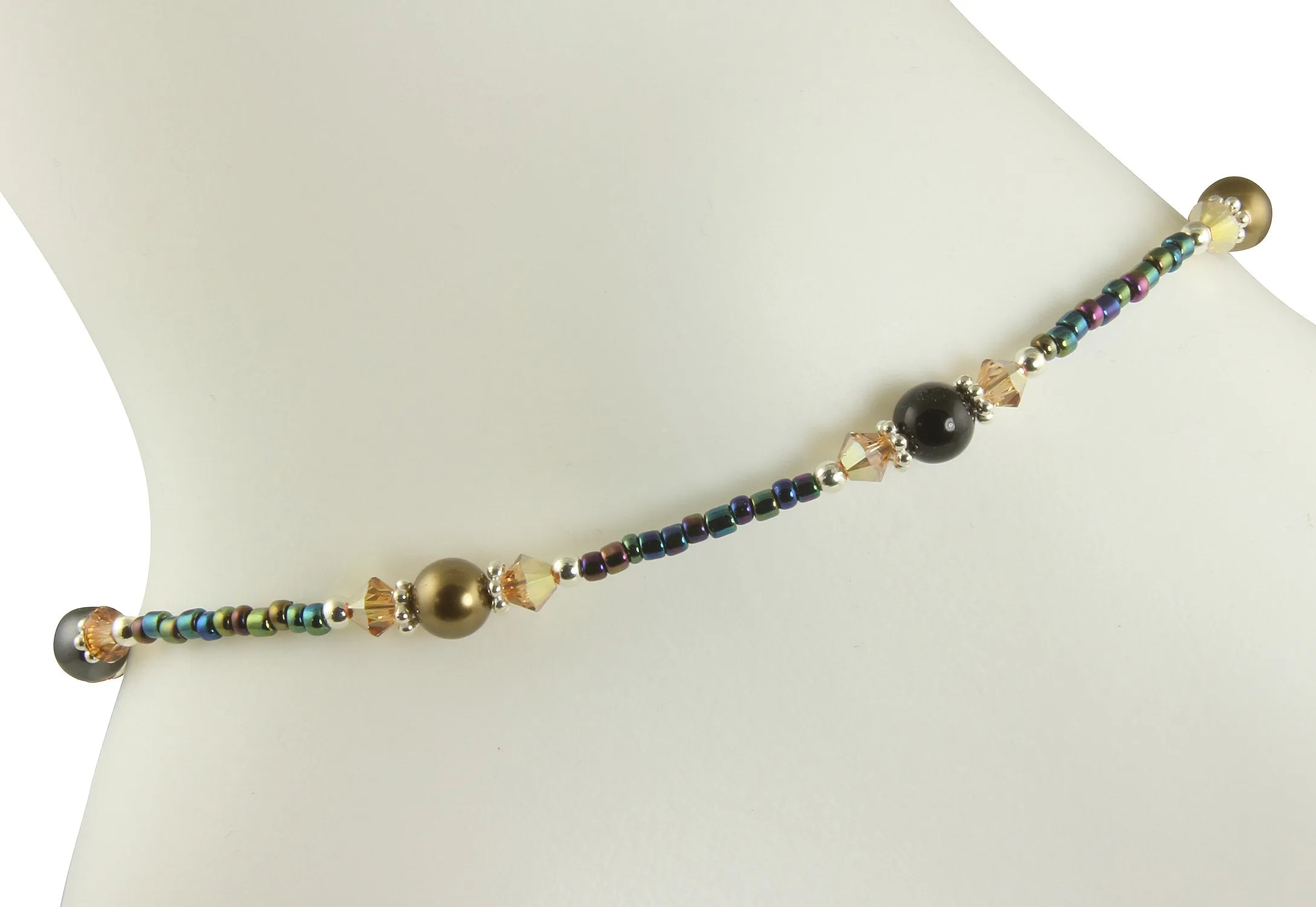 Jewel Topaz Pearl Beaded Anklet