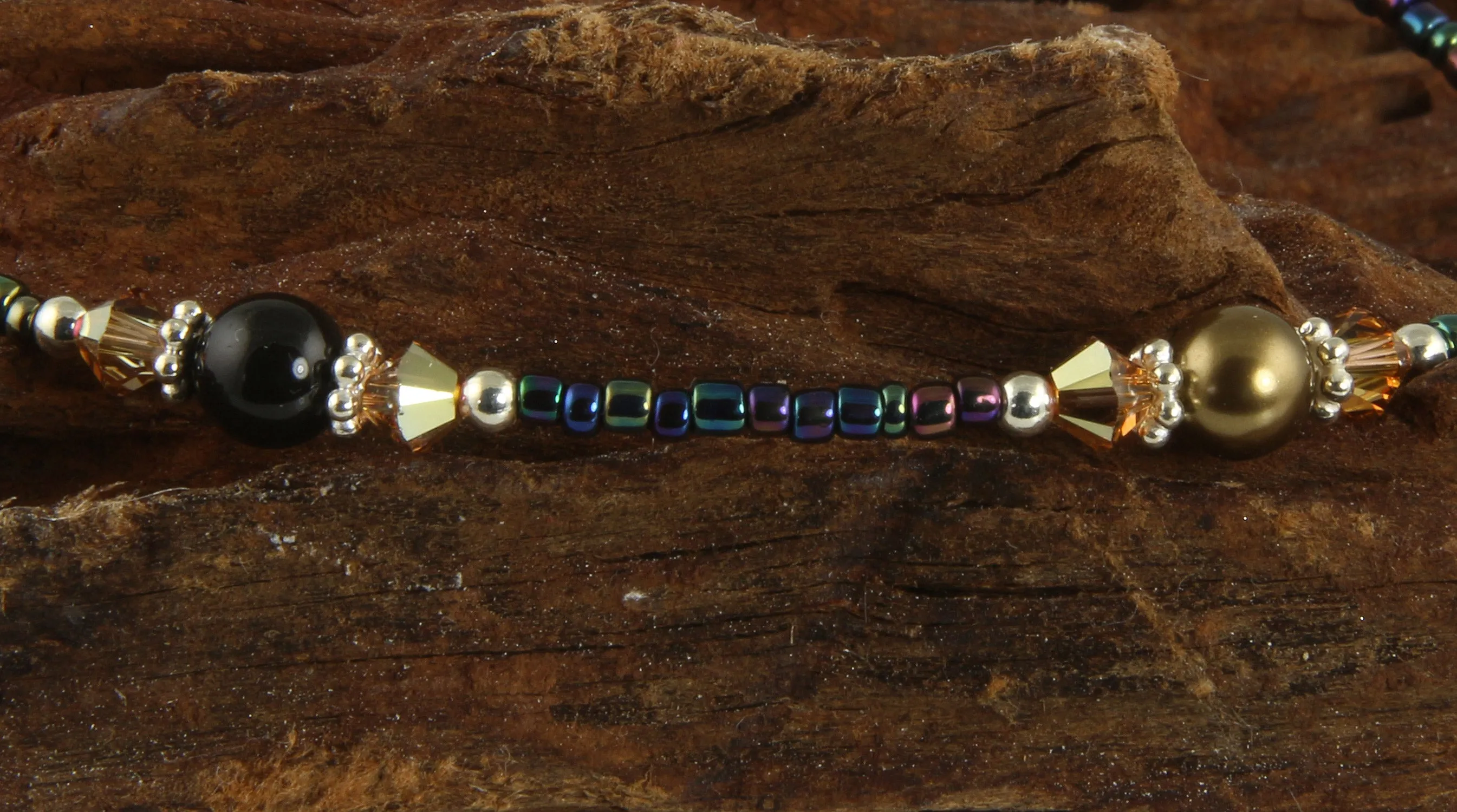 Jewel Topaz Pearl Beaded Anklet