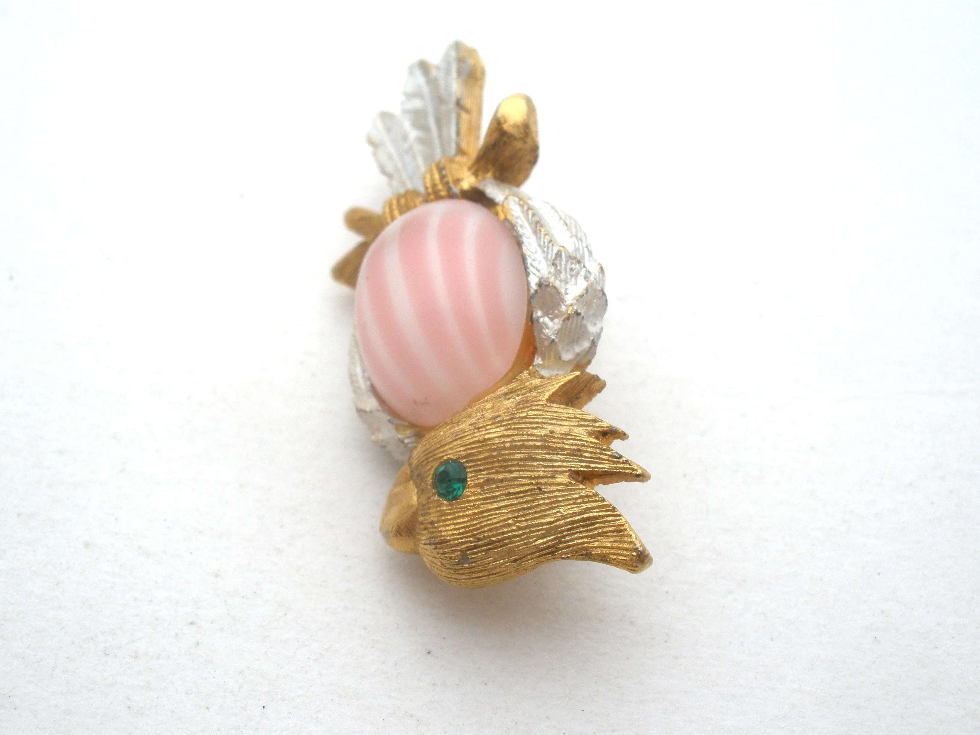 JJ Pink Jelly Belly Parrot Bird Pin Brooch Vintage