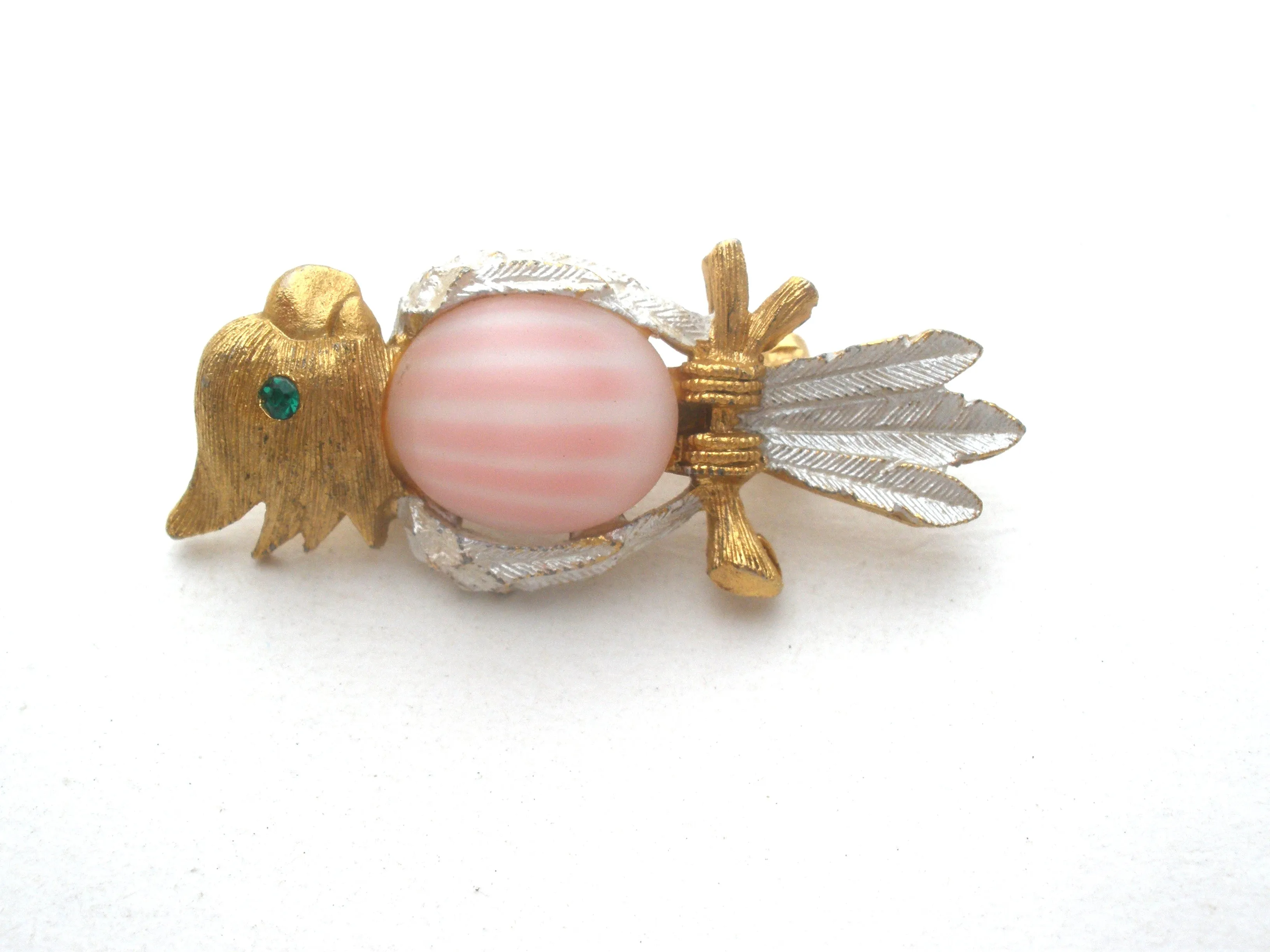 JJ Pink Jelly Belly Parrot Bird Pin Brooch Vintage