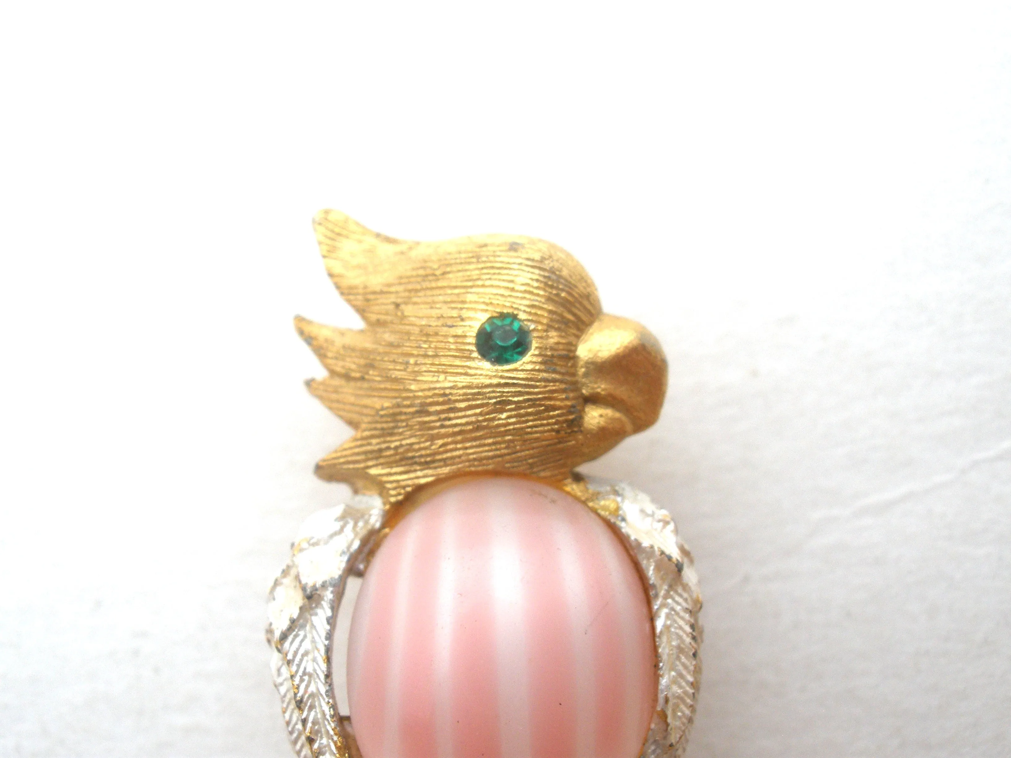 JJ Pink Jelly Belly Parrot Bird Pin Brooch Vintage