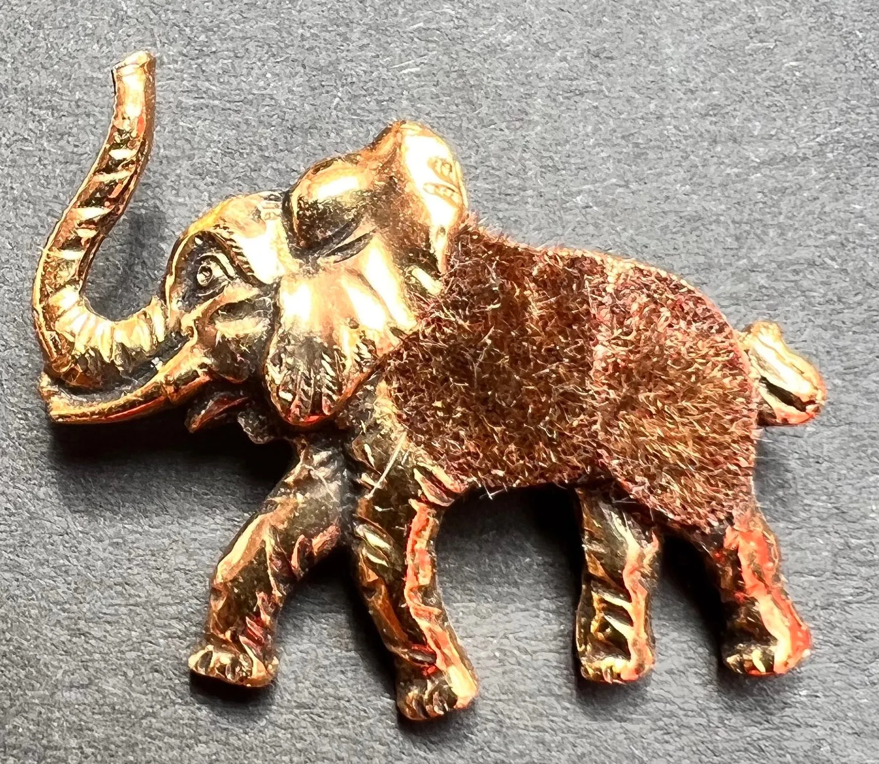 Jolly Vintage Colourful Flocked Elephant Brooches