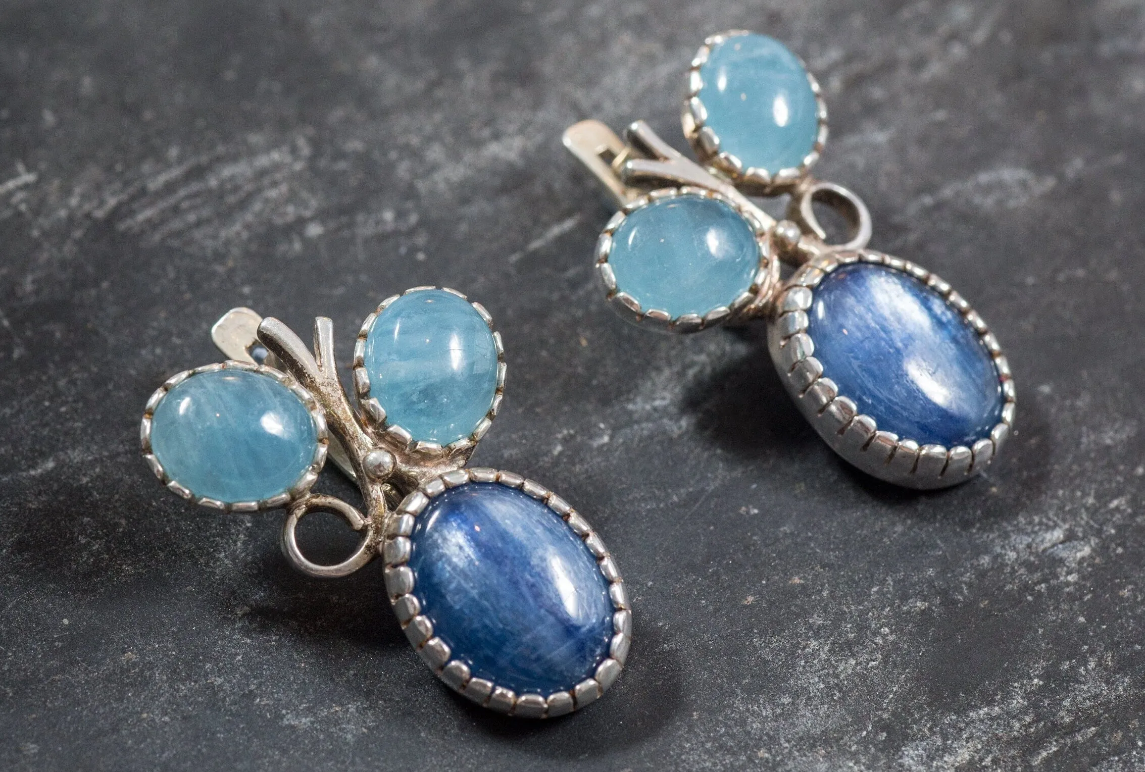 Kyanite Earrings - Aquamarine Earrings - Blue Statement Earrings