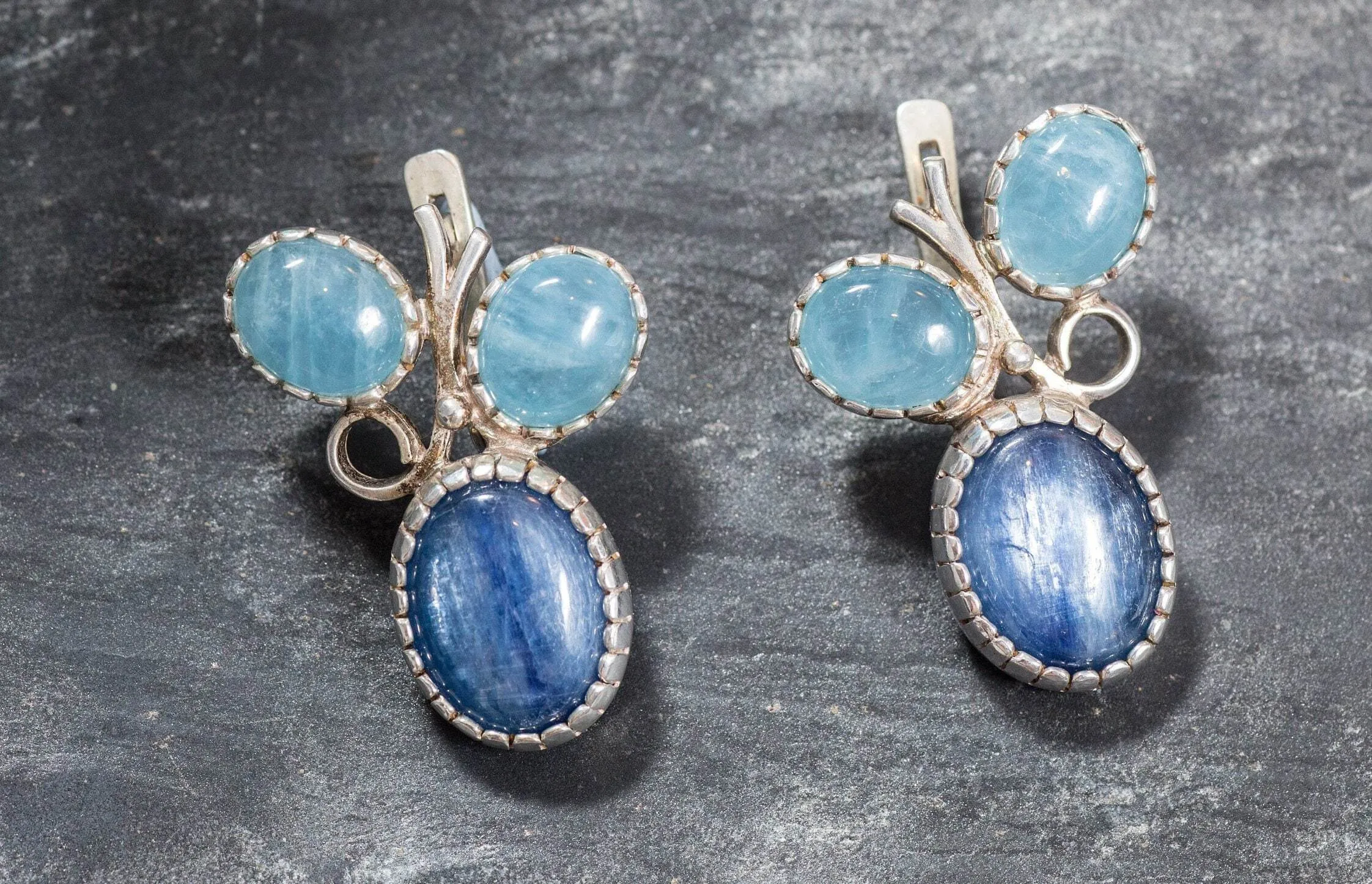 Kyanite Earrings - Aquamarine Earrings - Blue Statement Earrings