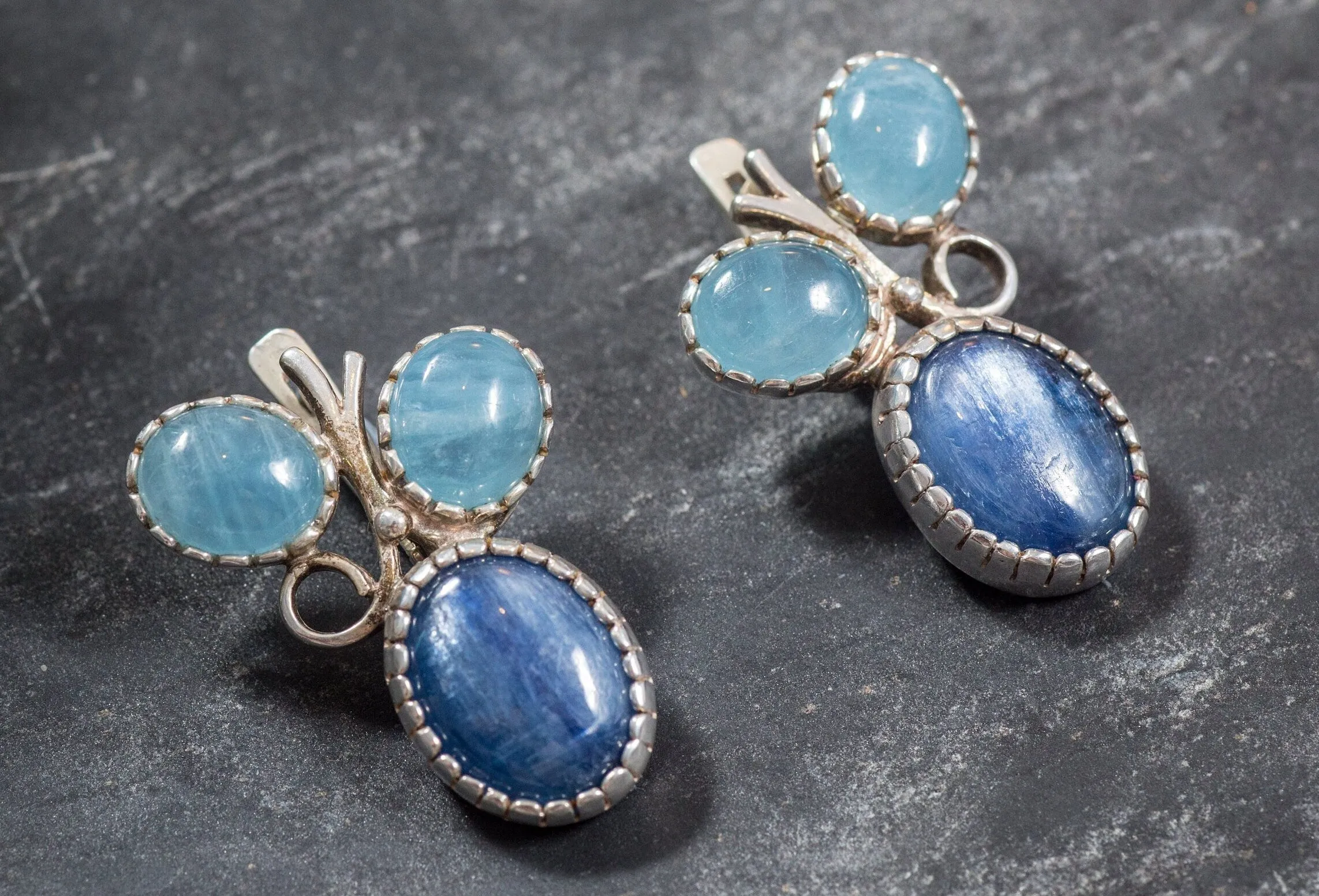 Kyanite Earrings - Aquamarine Earrings - Blue Statement Earrings