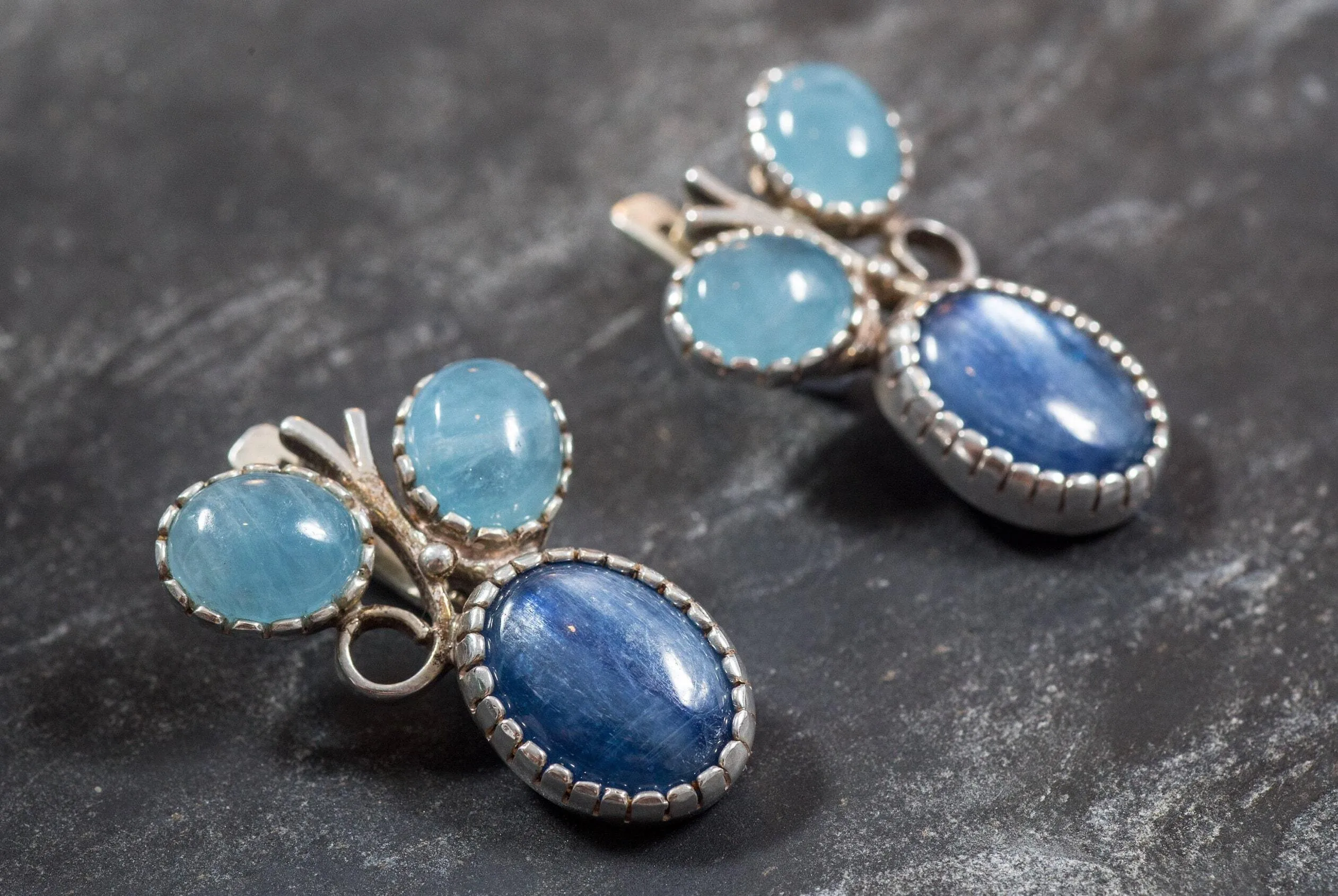 Kyanite Earrings - Aquamarine Earrings - Blue Statement Earrings