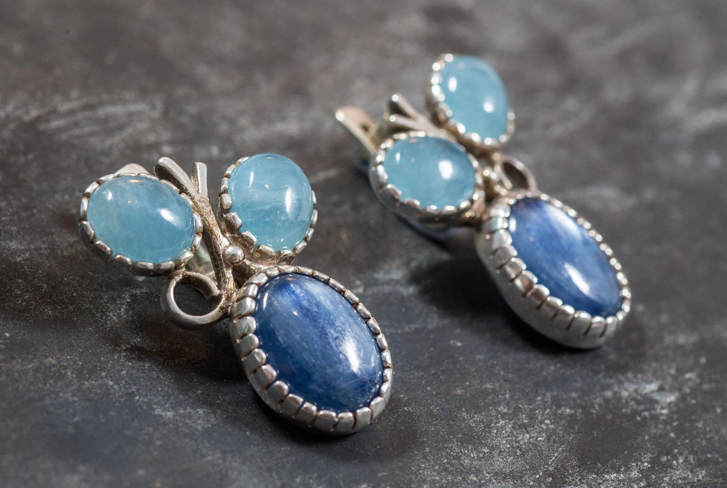 Kyanite Earrings - Aquamarine Earrings - Blue Statement Earrings