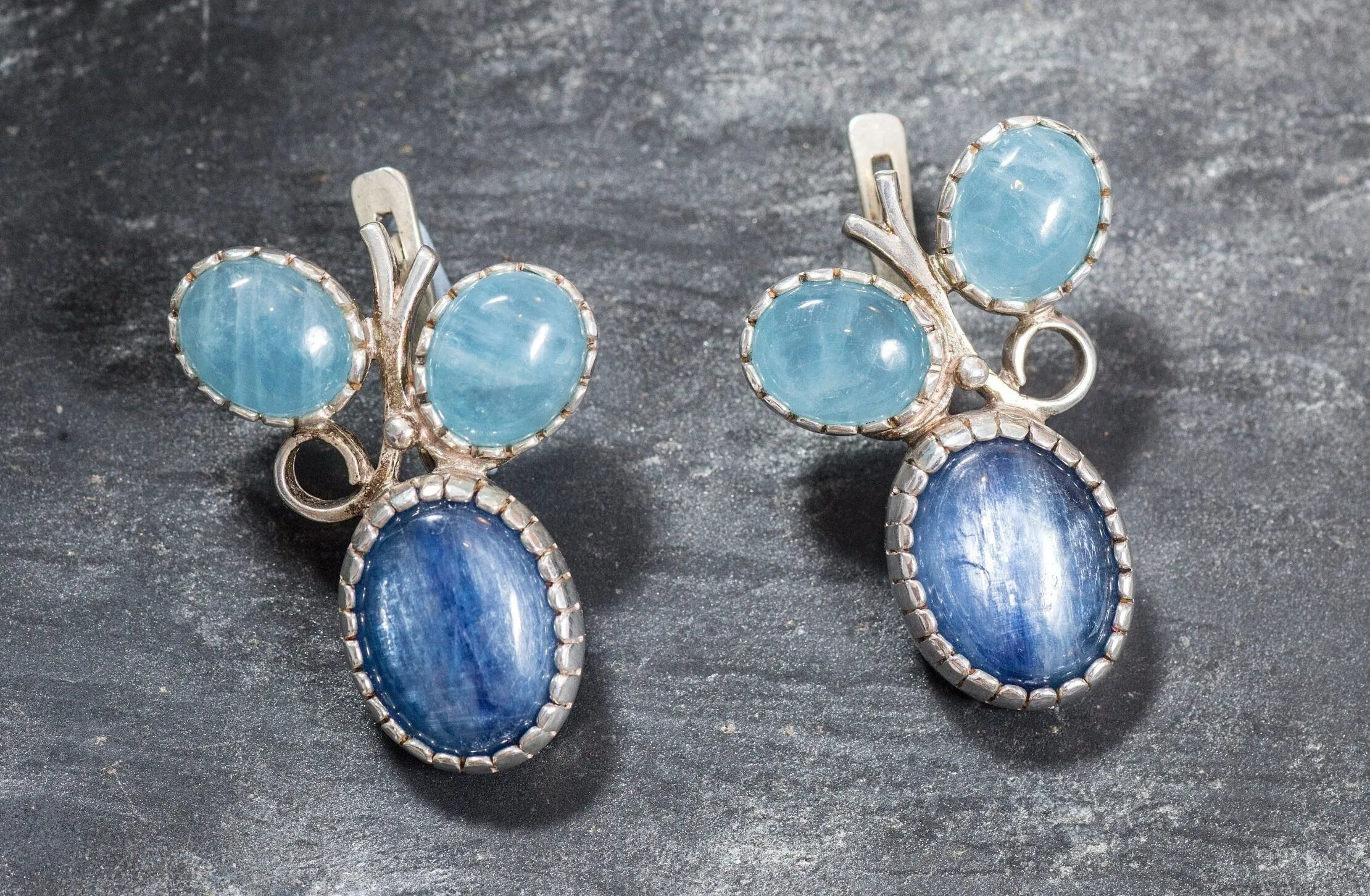 Kyanite Earrings - Aquamarine Earrings - Blue Statement Earrings