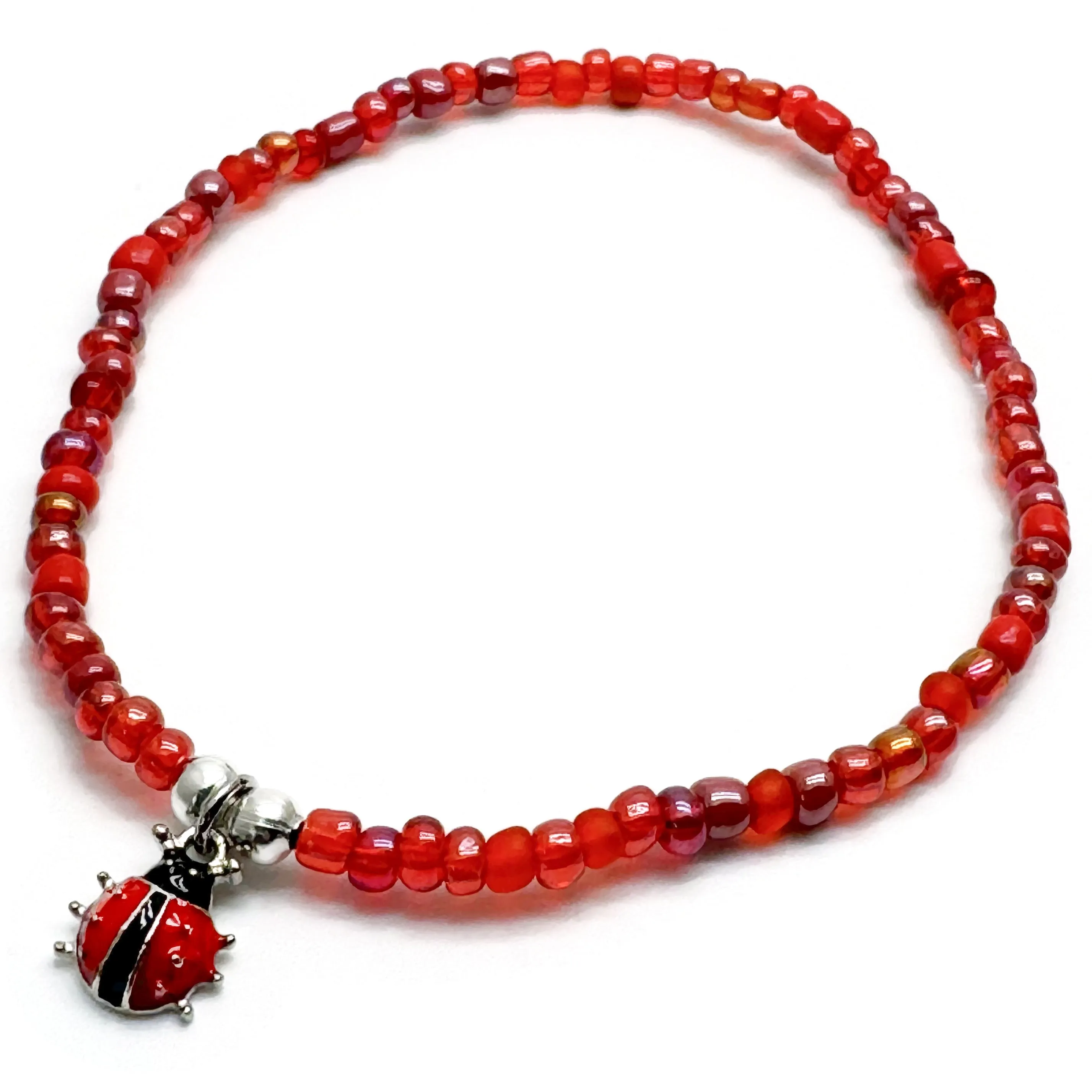 Ladybird Seed Bead Anklet - Colour Choice